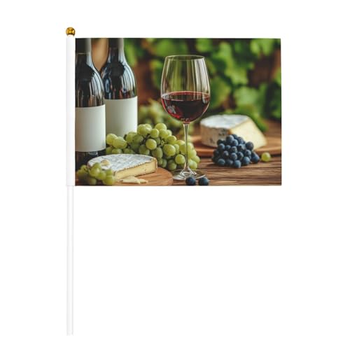 Rotweinflaschen-Glas, grüne Trauben, kleine Handflaggen, Mini-Flaggen auf Stab, für Party, Teamaktivitäten, Paraden, Urlaubsdekoration, 10 Stück Rotweinflaschen-Glas, grüne Trauben, kleine Handflaggen, Mini-Flaggen auf Stab, für Party, Teamaktivitäten, Paraden, Urlaubsdekoration, 10 Stück von Woshuwo