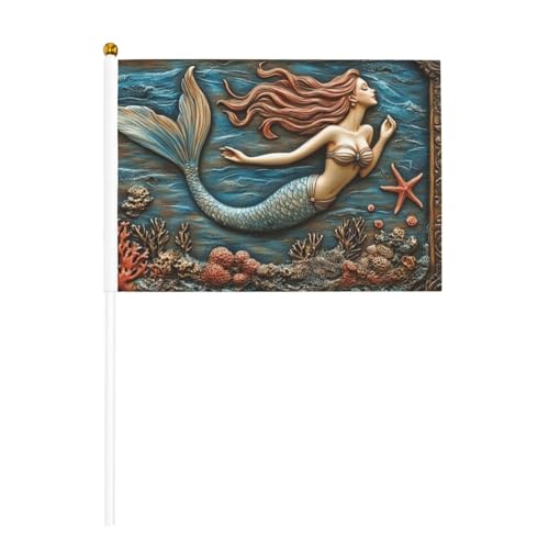 Schöne Meerjungfrau-Schwimmflaggen, kleine Handflaggen, Mini-Flaggen auf Stab, für Partys, Teamaktivitäten, Paraden, Urlaubsdekoration, 10 Stück Schöne Meerjungfrau-Schwimmflaggen, kleine Handflaggen, Mini-Flaggen auf Stab, für Partys, Teamaktivitäten, Paraden, Urlaubsdekoration, 10 Stück von Woshuwo