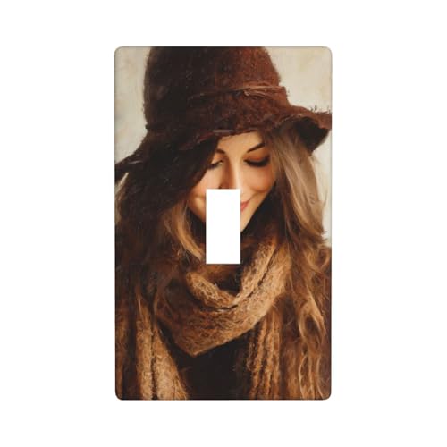 Schöner Frauenhut, Vintage-Lichtschalter-Abdeckung, dekorativer Einzel-Kippschalter, 1-Gang-Wandplatte für Küche, Bauernhaus, Schlafzimmer, Badezimmer, Kunstdekoration von Woshuwo