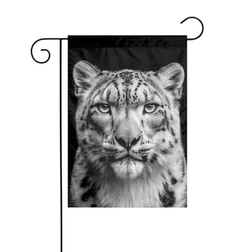 Schwarz-weiße Schneeleoparden-Gartenflagge, 30 x 45 cm, vertikal, doppelseitig, Bauernhaus, Urlaub, Außendekoration, Hofflagge Schwarz-weiße Schneeleoparden-Gartenflagge, 30 x 45 cm, vertikal, doppelseitig, Bauernhaus, Urlaub, Außendekoration, Hofflagge von Woshuwo