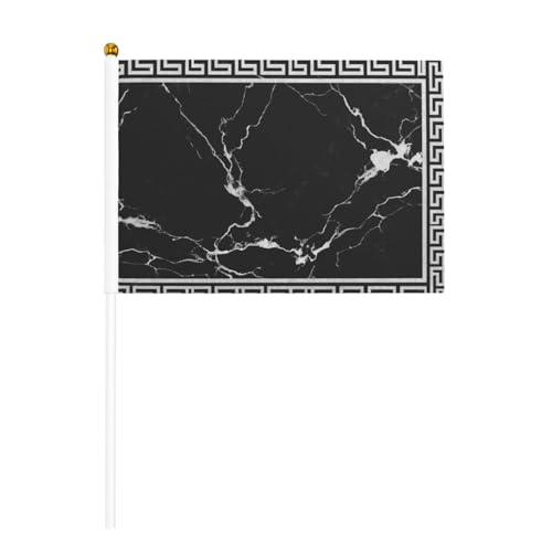 Schwarze und weiße Marmor-Muster, kleine Handflaggen, Mini-Flaggen auf Stab, für Partys, Teamaktivitäten, Paraden, Urlaubsdekoration, 10 Stück Schwarze und weiße Marmor-Muster, kleine Handflaggen, Mini-Flaggen auf Stab, für Partys, Teamaktivitäten, Paraden, Urlaubsdekoration, 10 Stück von Woshuwo