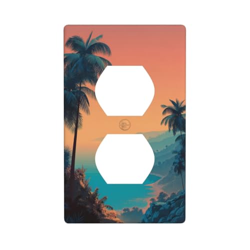Sommer-Sonnenuntergang-Landschaft, Lichtschalter-Abdeckung, dekorative 1-Gang-Wandplatte für Küche, Badezimmer, Größe 7 x 11,4 cm von Woshuwo