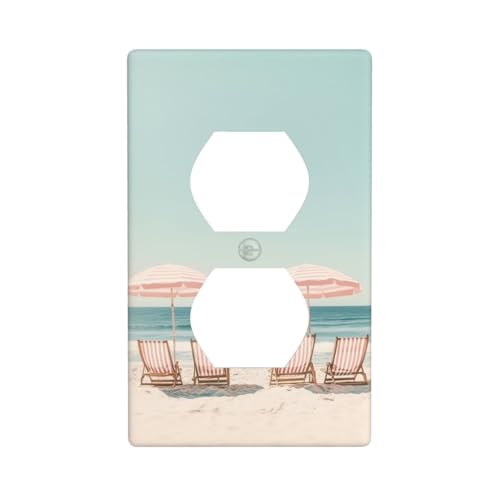 Strandschirme, Holzstühle, Steckdosenabdeckung, Lichtschalter-Abdeckung, dekorative 1-Gang-Wandplatte für Küche, Zimmer, Badezimmer, Größe 7 x 11,4 cm Strandschirme, Holzstühle, Steckdosenabdeckung, Lichtschalter-Abdeckung, dekorative 1-Gang-Wandplatte für Küche, Zimmer, Badezimmer, Größe 7 x 11,4 cm von Woshuwo