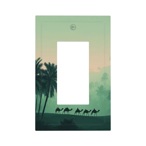 Summer Desert Camel Team Palmen Lichtschalter, Wandplatte, Blende, Abdeckung, Einzelwippe, 1-Gang, Dekorator, Steckdosenabdeckungen für Zuhause, Küche, Zimmer, Badezimmer, Dekor von Woshuwo