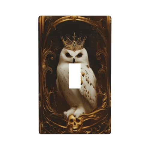 Weiße Eule mit goldener Krone, Lichtschalter-Abdeckung, dekorativer Einzel-Kippschalter, 1-Gang-Wandplatte für Küche, Bauernhaus, Schlafzimmer, Badezimmer, Kunstdekoration Weiße Eule mit goldener Krone, Lichtschalter-Abdeckung, dekorativer Einzel-Kippschalter, 1-Gang-Wandplatte für Küche, Bauernhaus, Schlafzimmer, Badezimmer, Kunstdekoration von Woshuwo