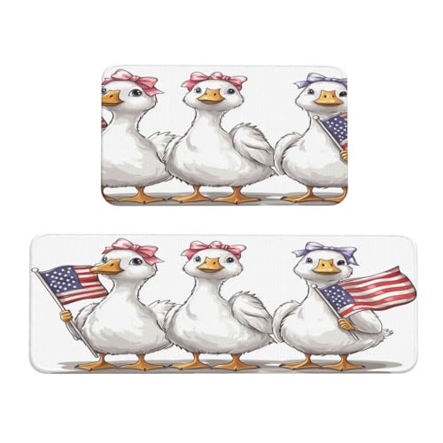 Woshuwo 3 niedliche weiße Gänse Cartoon Küchenteppiche Set mit 2 rutschfesten Bodenmatten Läufer Teppich Fußmatte Bereich Teppich Waschküche Dekor Woshuwo 3 niedliche weiße Gänse Cartoon Küchenteppiche Set mit 2 rutschfesten Bodenmatten Läufer Teppich Fußmatte Bereich Teppich Waschküche Dekor von Woshuwo