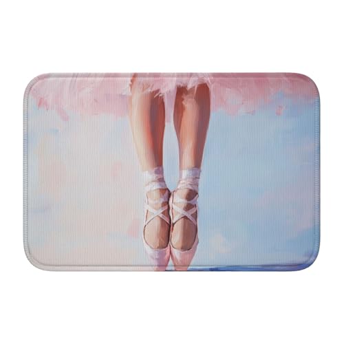 Woshuwo Ästhetische Fußmatten mit Ballerina-Schuhe-Beinen, rutschfeste Fußmatte für den Innen- und Außenbereich, 40 x 60 cm, Rosa von Woshuwo