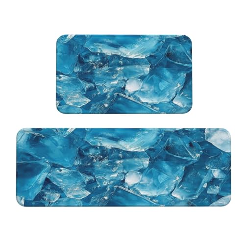 Woshuwo Blue Ice On A Glacier Küchenteppich, 2er-Set, rutschfeste Bodenmatte, Läufer, Fußmatte, Teppich, Waschküche, Dekoration Woshuwo Blue Ice On A Glacier Küchenteppich, 2er-Set, rutschfeste Bodenmatte, Läufer, Fußmatte, Teppich, Waschküche, Dekoration von Woshuwo