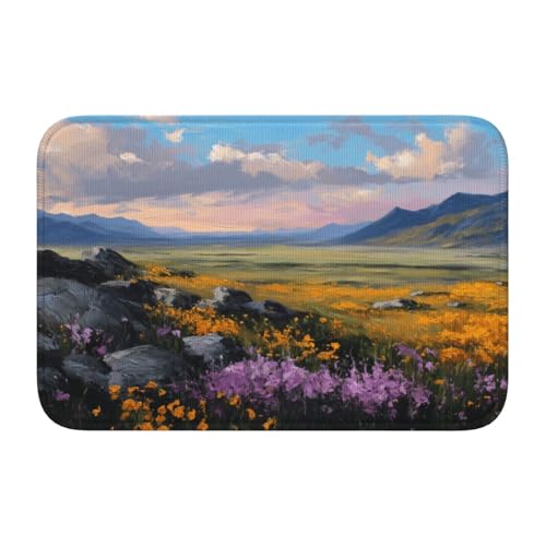 Woshuwo Bunte Wildblumen-Fußmatten, rutschfeste Fußmatte für den Innen- und Außenbereich, 40 x 60 cm von Woshuwo