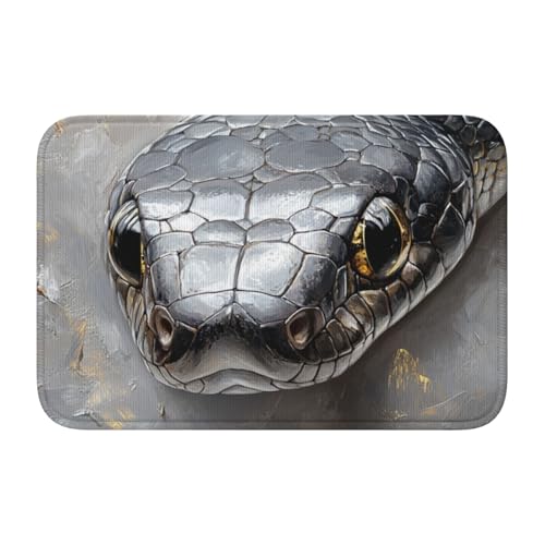 Woshuwo Elektrische Fußmatte, Schlange, metallisch, goldfarben, rutschfeste Fußmatte für Außen- und Inneneingang, Bauernhaus, Heimteppiche, 40 x 60 cm von Woshuwo