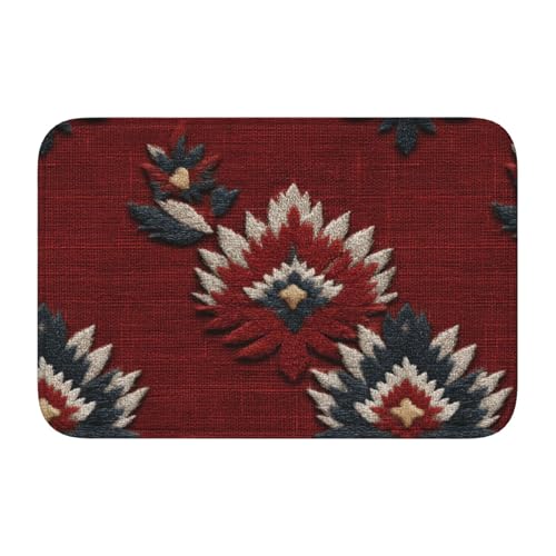 Woshuwo Fußmatte aus Stoff, rustikale Textur, rutschfeste Fußmatte für den Innen- und Außenbereich, 40 x 60 cm, Rot von Woshuwo