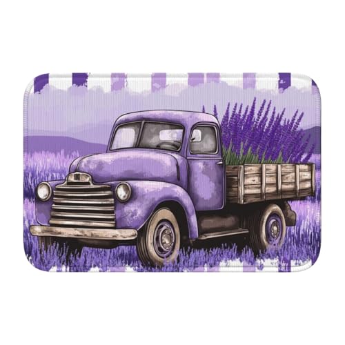Woshuwo Fußmatte für LKW mit Lavendel, lila-weiß gestreift, rutschfeste Fußmatte für den Innen- und Außenbereich, 40 x 60 cm von Woshuwo