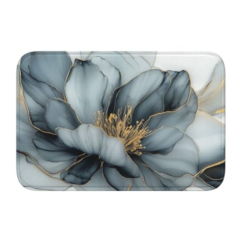 Woshuwo Fußmatte mit Blumen, dünne Goldlinien, rutschfeste Fußmatte für Außen- und Inneneingang, Bauernhaus, Heimteppiche, 40 x 60 cm von Woshuwo