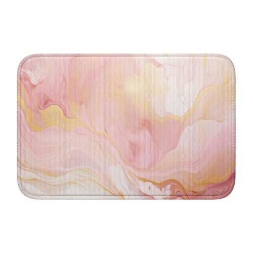 Woshuwo Fußmatte mit goldfarbenen Adern, rutschfest, für den Innen- und Außenbereich, 40 x 60 cm, Hellrosa von Woshuwo