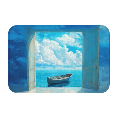 Woshuwo Fußmatte mit kleinem Boot in offener Tür, rutschfeste Fußmatte für den Innen- und Außenbereich, 40 x 60 cm Woshuwo Fußmatte mit kleinem Boot in offener Tür, rutschfeste Fußmatte für den Innen- und Außenbereich, 40 x 60 cm von Woshuwo