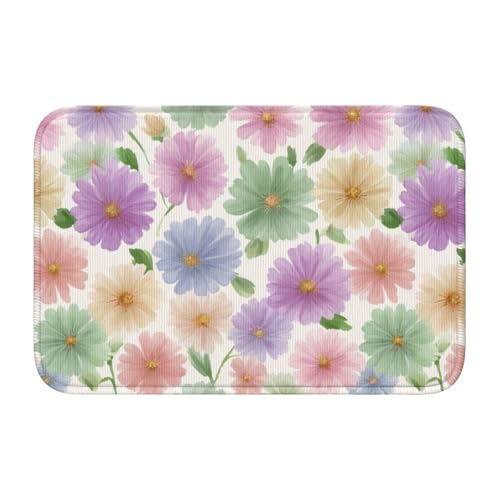 Woshuwo Fußmatte mit kleinen Gänseblümchen, Pastellfarben, Aquarellfarben, rutschfeste Fußmatte für den Innen- und Außenbereich, 40 x 60 cm von Woshuwo