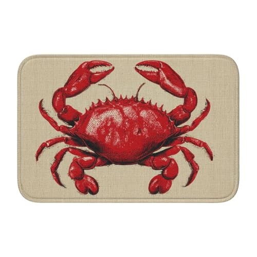 Woshuwo Fußmatte mit roter Krabbenumrandung auf beigefarbenem Fußmatten, rutschfeste Fußmatte für den Innen- und Außenbereich, 40 x 60 cm Woshuwo Fußmatte mit roter Krabbenumrandung auf beigefarbenem Fußmatten, rutschfeste Fußmatte für den Innen- und Außenbereich, 40 x 60 cm von Woshuwo