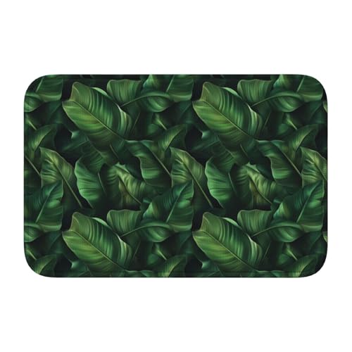 Woshuwo Fußmatte mit tropischen Blättern, rutschfeste Fußmatte für den Innen- und Außenbereich, 40 x 60 cm, Dunkelgrün von Woshuwo