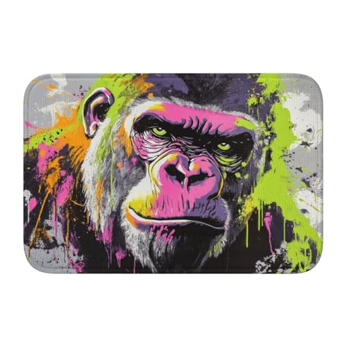 Woshuwo Gorilla Graffiti-Fußmatten, rutschfeste Fußmatte für Außen- und Inneneingang, Bauernhaus, Heimteppiche, 40 x 60 cm von Woshuwo