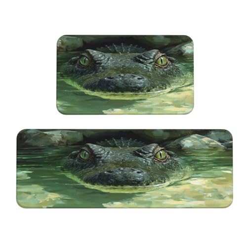Woshuwo Großer Teppich mit Krokodilkopf, Fantasie-Küchenteppiche, 2er-Set, rutschfeste Bodenmatte, Läufer, Fußmatte, Teppich, Waschküche, Küchendekoration Woshuwo Großer Teppich mit Krokodilkopf, Fantasie-Küchenteppiche, 2er-Set, rutschfeste Bodenmatte, Läufer, Fußmatte, Teppich, Waschküche, Küchendekoration von Woshuwo