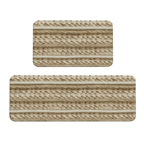 Woshuwo Küchenteppich, gewebt, Beige, 2 Stück, rutschfeste Bodenmatte, Läufer, Fußmatte, Teppich, Waschküche, Küchendekoration Woshuwo Küchenteppich, gewebt, Beige, 2 Stück, rutschfeste Bodenmatte, Läufer, Fußmatte, Teppich, Waschküche, Küchendekoration von Woshuwo