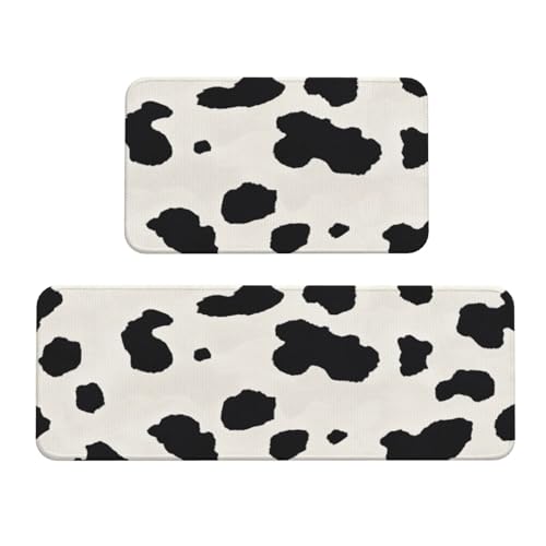 Woshuwo Küchenteppiche mit Kuhmuster, 2er-Set, rutschfeste Bodenmatte, Läufer, Fußmatte, Teppich, Waschküche, Küchendekoration Woshuwo Küchenteppiche mit Kuhmuster, 2er-Set, rutschfeste Bodenmatte, Läufer, Fußmatte, Teppich, Waschküche, Küchendekoration von Woshuwo