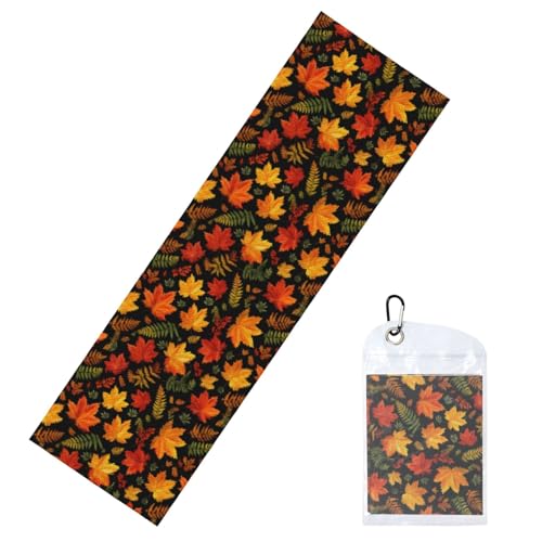 Woshuwo Kühlendes Handtuch für Hals und Gesicht, Motiv: Herbstblätter auf einem schwarzen Stoff, 101,6 x 30,5 cm, weich, atmungsaktiv, kühlendes Eishandtuch für Sport, Yoga, Golf, Fitnessstudio Woshuwo Kühlendes Handtuch für Hals und Gesicht, Motiv: Herbstblätter auf einem schwarzen Stoff, 101,6 x 30,5 cm, weich, atmungsaktiv, kühlendes Eishandtuch für Sport, Yoga, Golf, Fitnessstudio von Woshuwo