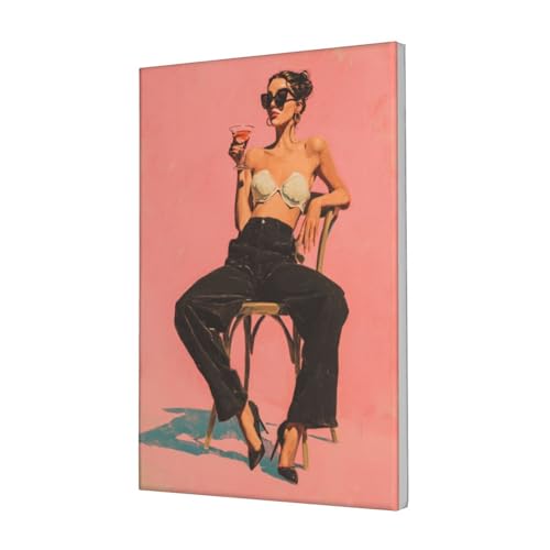 Woshuwo Kunstdruck auf Leinwand, Motiv: kühne Frau auf Stuhl, ästhetischer Druck, Gemälde für Schlafsaal, Schlafzimmer, Wohnzimmer, 30 x 45 cm, gerahmt von Woshuwo