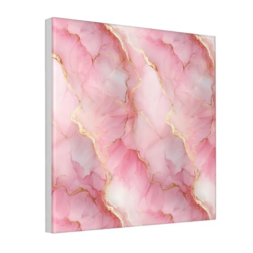 Woshuwo Kunstdruck auf Leinwand, Motiv: rosa Marmor-Texturen, fließend, ästhetischer Druck, Gemälde für Schlafsaal, Schlafzimmer, Wohnzimmer, 30 x 30 cm, gerahmt von Woshuwo