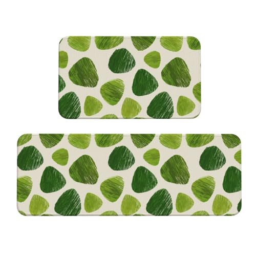 Woshuwo Minimalistische abstrakte grüne Reisknödel-Küchenteppiche, 2er-Set, rutschfeste Bodenmatte, Läufer, Fußmatte, Teppich, Waschküche, Küchendekoration Woshuwo Minimalistische abstrakte grüne Reisknödel-Küchenteppiche, 2er-Set, rutschfeste Bodenmatte, Läufer, Fußmatte, Teppich, Waschküche, Küchendekoration von Woshuwo