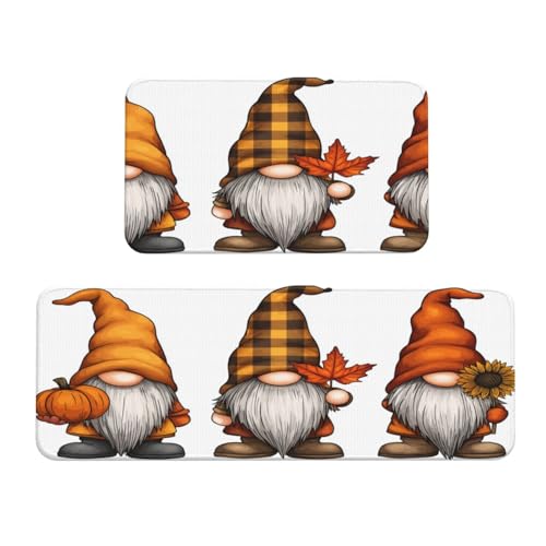 Woshuwo Niedliche Zwerge Kürbis Ahornblatt Küchenteppiche Set mit 2 rutschfesten Bodenmatten Läufer Teppich Fußmatte Bereich Teppich Waschküche Dekor Woshuwo Niedliche Zwerge Kürbis Ahornblatt Küchenteppiche Set mit 2 rutschfesten Bodenmatten Läufer Teppich Fußmatte Bereich Teppich Waschküche Dekor von Woshuwo