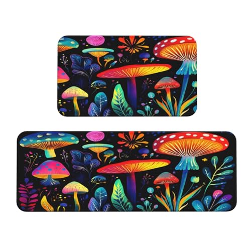 Woshuwo Psychedelische Pilze und Pflanzen, Küchenteppich, 2er-Set, rutschfeste Bodenmatte, Läufer, Teppich, Fußmatte, Teppich, Waschküche, Dekoration Woshuwo Psychedelische Pilze und Pflanzen, Küchenteppich, 2er-Set, rutschfeste Bodenmatte, Läufer, Teppich, Fußmatte, Teppich, Waschküche, Dekoration von Woshuwo