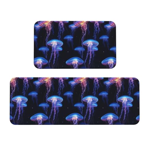 Woshuwo Quallen Unterwasser-Küchenteppich, 2er-Set, rutschfeste Bodenmatte, Läufer, Teppich, Fußmatte, Teppich, Waschküche, Dekoration Woshuwo Quallen Unterwasser-Küchenteppich, 2er-Set, rutschfeste Bodenmatte, Läufer, Teppich, Fußmatte, Teppich, Waschküche, Dekoration von Woshuwo