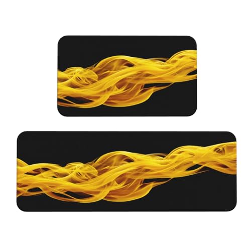 Woshuwo Schwimmende gelbe Küchenteppiche, 2er-Set, rutschfeste Bodenmatte, Läufer, Fußmatte, Teppich, Waschküche, Küchendekoration Woshuwo Schwimmende gelbe Küchenteppiche, 2er-Set, rutschfeste Bodenmatte, Läufer, Fußmatte, Teppich, Waschküche, Küchendekoration von Woshuwo