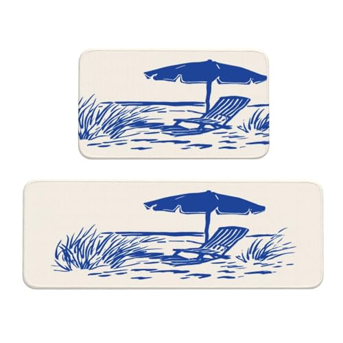Woshuwo Strandkorb Regenschirm Illustration Küchenteppiche Set mit 2 rutschfesten Bodenmatten Läufer Teppich Fußmatte Bereich Teppich Waschküche Dekor Woshuwo Strandkorb Regenschirm Illustration Küchenteppiche Set mit 2 rutschfesten Bodenmatten Läufer Teppich Fußmatte Bereich Teppich Waschküche Dekor von Woshuwo