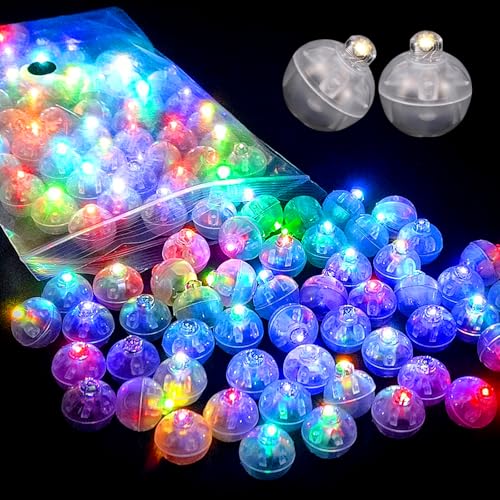 WoskjXas 100 Stück Runde Ballonlichter Mini Ballon Licht Led Luftballon Lichter Runde Led Ballonlichter Mini Balloon Lights für Weihnachten Halloween Dekoration [Bunte] von WoskjXas