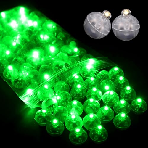 WoskjXas 100 Stück Runde Ballonlichter Mini Ballon Licht Led Luftballon Lichter Runde Led Ballonlichter Mini Balloon Lights für Weihnachten Halloween Dekoration [Grün] von WoskjXas