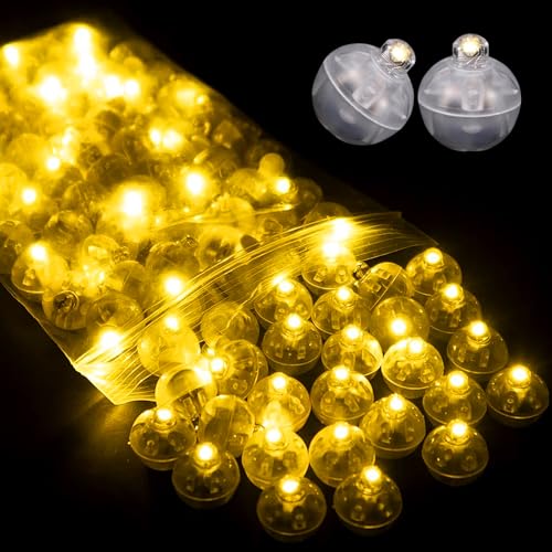 WoskjXas 100 Stück Runde Ballonlichter Mini Ballon Licht Led Luftballon Lichter Runde Led Ballonlichter Mini Balloon Lights für Weihnachten Halloween Dekoration [Warmweiß] von WoskjXas