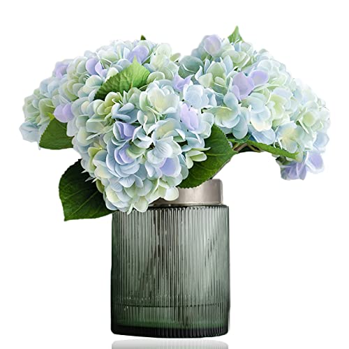 4 Stück Hortensien Kunstblumen Hortensie Künstlich Länge 55cm Durchmesser 20cm Künstliche Hortensie Getrocknete Hortensien Deko Seidenblumen Hochwertig Brautstrauß - Blau Lila von Wotcsil