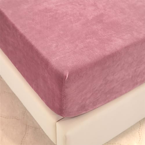 Wotcsil Warm Plüsch Spannbettlaken Flanell Fleece Spannbettlaken 120x200cm Rosa Winter Cashmere Touch Bettlaken Spannbetttuch für Boxspringbett Matratze Hohe bis 25 cm von Wotcsil