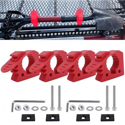 Wotendy 4 Stück Gummi-Klemmhalterung, Schnellspanner-Gummiklemmen für Werkzeuge Durchmesser von 3-4 cm passend für LKWs UTV ATV für Offroad 4X4 Teile Dachträger Schaufelhalter, Rot von Wotendy