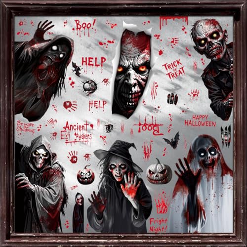 Wothfav Halloween Aufkleber Set, 9 Wiederverwendbare Statikfolien, für Halloween und Halloween Nacht, Fensteraufkleber, Schaufenster, Glasdeko, Festliche Dekoration Wothfav Halloween Aufkleber Set, 9 Wiederverwendbare Statikfolien, für Halloween und Halloween Nacht, Fensteraufkleber, Schaufenster, Glasdeko, Festliche Dekoration von Wothfav