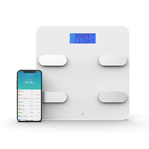 WottoCare - Digitale Körperfettwaage | 18 Essentielle Messungen | Multi-Benutzer | Präziser Fortschrittskontrolle | Weiß | Körperwaage mit App | Gewicht und Muskelmasse Analyse | Bis 150 kg von WottoCare