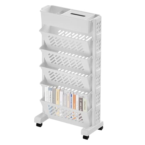 Mobiles Bücherregal, 5-stufiger Regal-Organizer mit Rollen, abnehmbarer mehrstufiger Rollwagen mit 3 Schichten mit großer Kapazität, langlebiger Rollwagen-Organizer für von WouND