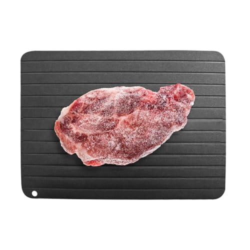 Schnellauftau-Tablett, 3 x 16,5 x 0,2 cm, mit Fleisch-Enteiser aus Aluminiumlegierung, nicht klebend, Auftaubrett für Fleisch ohne Korken, Platte von WouND