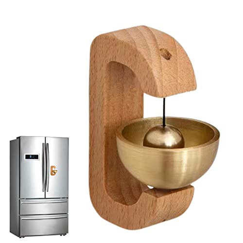 WOUND Magnetische Türklingel aus Holz, Türklingel für Gewerbe, Braun mit Messing, Türklingel für Geschäfte, leicht, Klingel aus Holz, Diebstahlschutz, dekorative Händlerglocke für ur von WouND