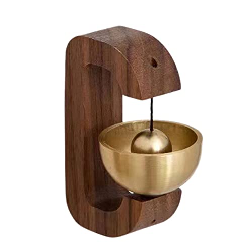 WOUND Magnetische Türklingel aus Holz, Türklingel für Gewerbe, Braun mit Messing, Türklingel für Geschäfte, leicht, Klingel aus Holz, Diebstahlschutz, dekorative Händlerglocke für ur von WouND