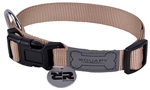 Wouapy Basic Line Halsband für Hunde, 20 mm breit, Halsumfang 39/60 cm, beige von Wouapy
