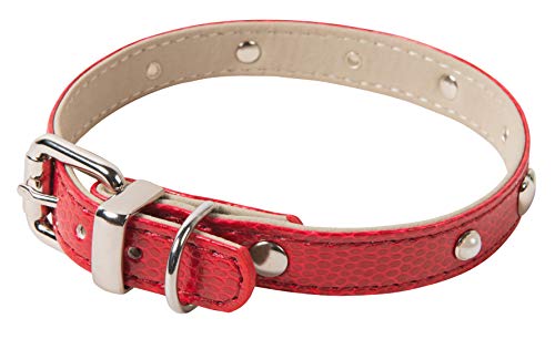 Wouapy Original Halsband für Hunde, aus Kunstleder, 15 mm breit, 35 cm lang, Rot von Wouapy