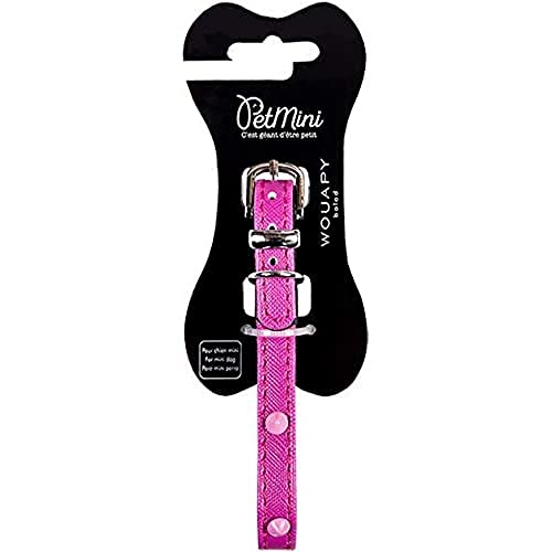 Wouapy Petmini Halsband für kleine Hunde rosa Kunstleder Halsband mit passenden Nägeln Nieten Halsband 10 mm breit 20 cm lang von Wouapy